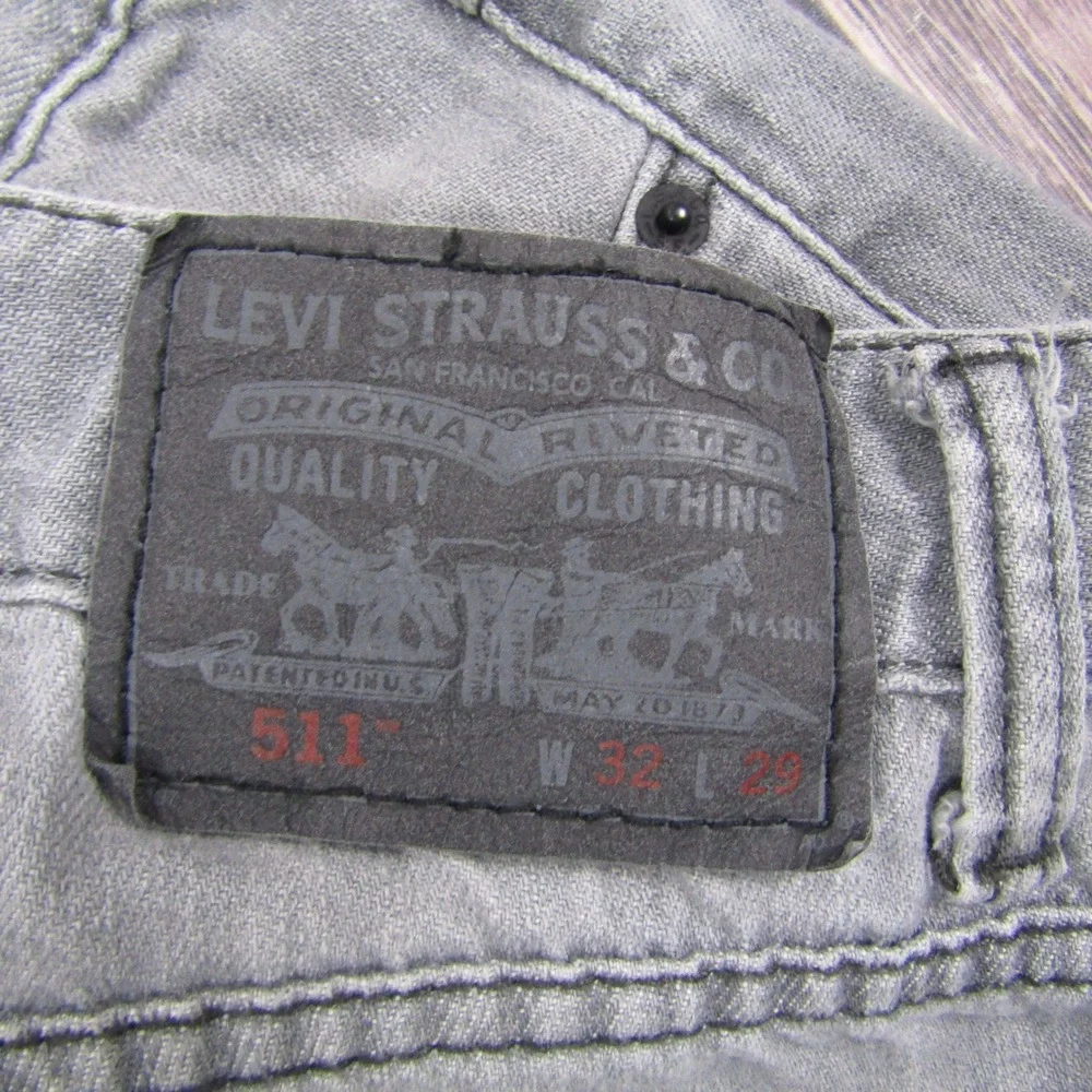 Levi's 511 Slim Fit Jeans Mens 32x29 Gray Denim Pants Classic Casual II69-11